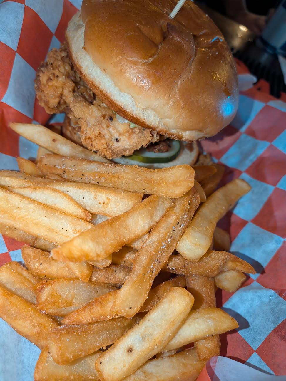 Chicken sandwich and fries
